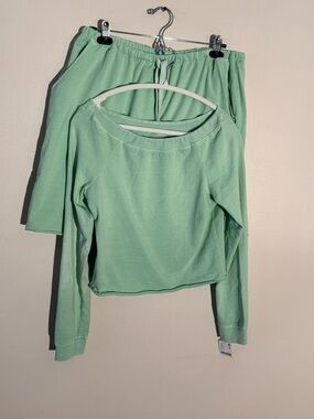 Free People Cactus Green Top & Shorts Set